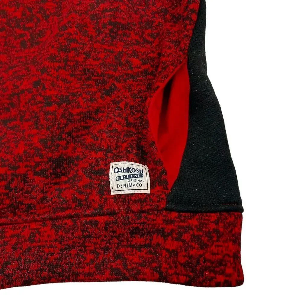 Oshkosh B'gosh Fleece Sweater Boys 14 Red Black 1/4 Zip Lightweight Travel